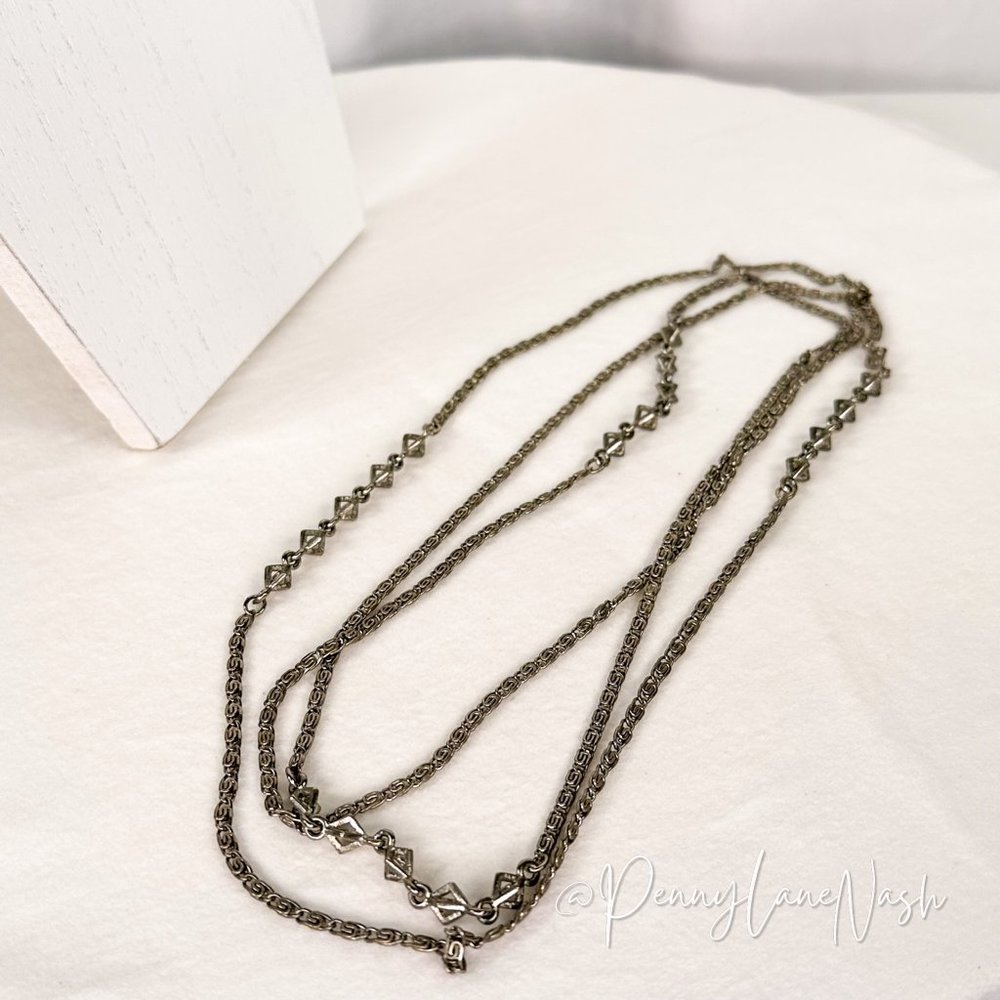 Vintage Twisted Rope Chain w/ Cube Spaced Necklace - Picture 6 of 6